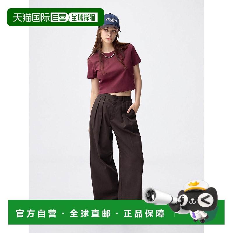 日潮跑腿GU极优 斜纹棉布筒形裤 39 DARK BROWN WOMEN XS 357941