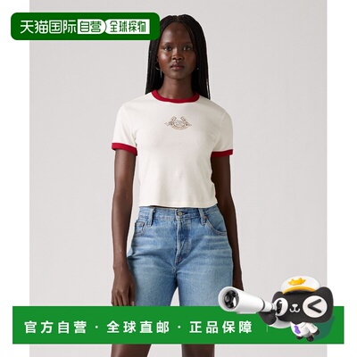 日本直邮Levi's 女装 全棉复古图形迷你Ringer短袖T恤 A35230134