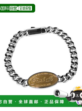 1h可退 日本直邮HUF 男女同款 不锈钢立方链手链 Fuk It徽章设计