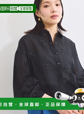 1h可退 日本直邮VIS女士花卉刺绣光泽透视短款衬衫 2025ABVH85020