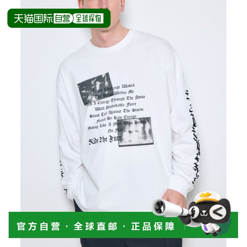 日本直邮AZUL BY MOUSSY 男装 长袖纯棉T恤 袖部logo设计 251JST9