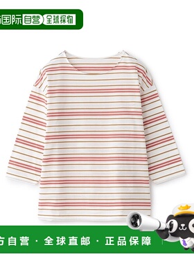 1h可退 日本直邮TRANS WORK 女士彩条拼接圆领上衣 U1P04544__