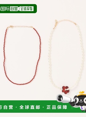 1h可退 日本直邮LOWRYS FARM 女装 花朵双层项链 2件组 设计感叠