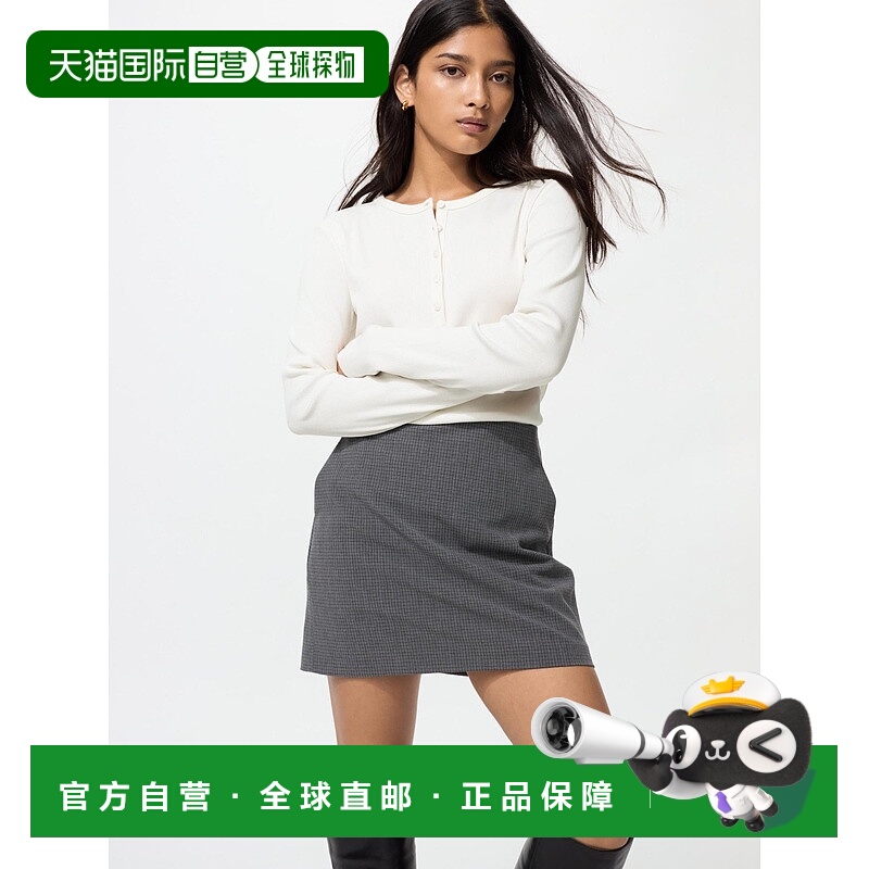 日本直邮Uniqlo 无 罗纹亨利领长袖T恤 479591优衣库短袖