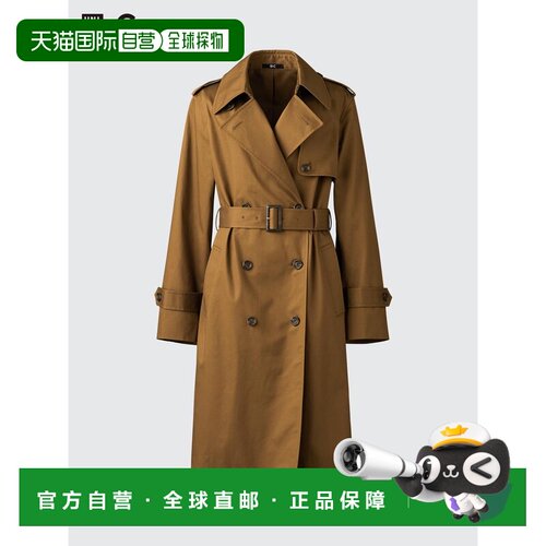 自营 日潮跑腿UNIQLO优衣库 商务休闲风衣 34 BROWN WOMEN XS 474