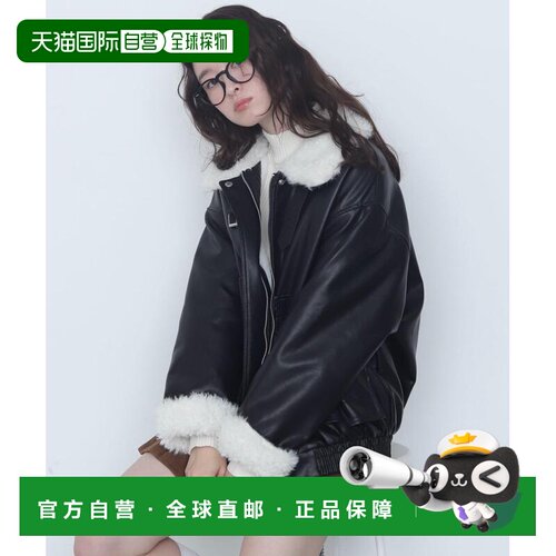 1h可退 日本直邮WEGO女士宽松仿皮飞行夹克 半拉链设计秋冬外套 M