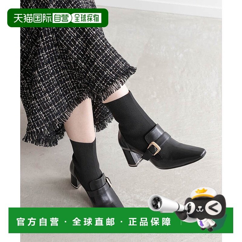 日本直邮RANDA 绗缝搭扣针织对接靴 RA041BW15029 黑色 女靴