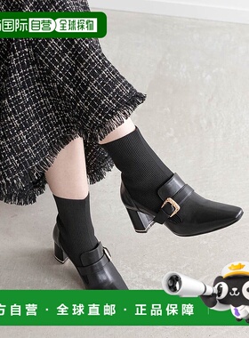 日本直邮RANDA 绗缝搭扣针织对接靴 RA041BW15029 黑色 女靴厚底