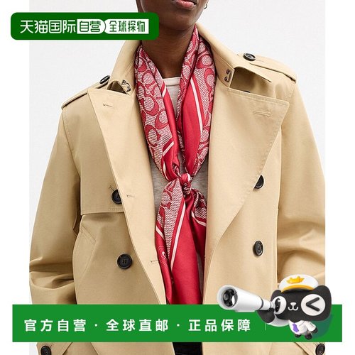 日本直邮COACH 蔻驰 女士真丝方巾 复古签名印花 89cm轻盈配饰 C2