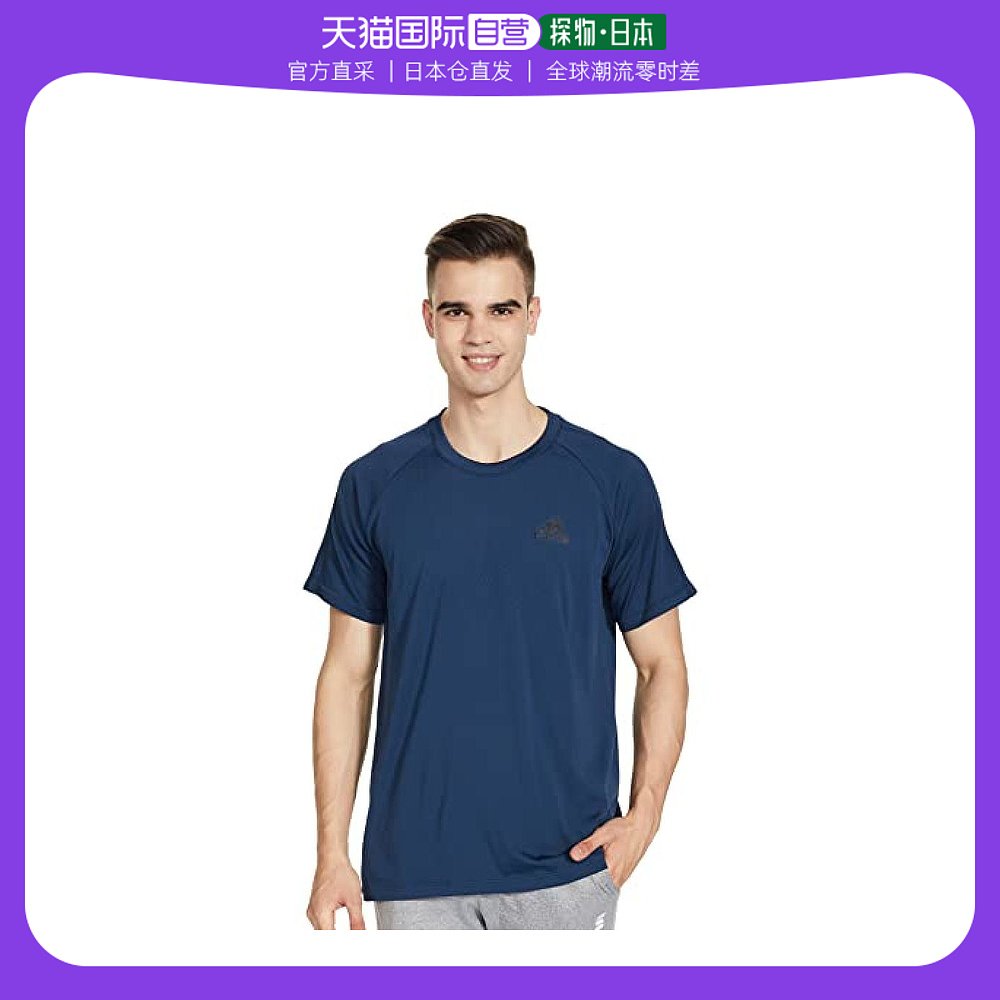 【日本直邮】Adidas阿迪达斯男士短袖T恤藏青黑色舒适百搭GM2运动