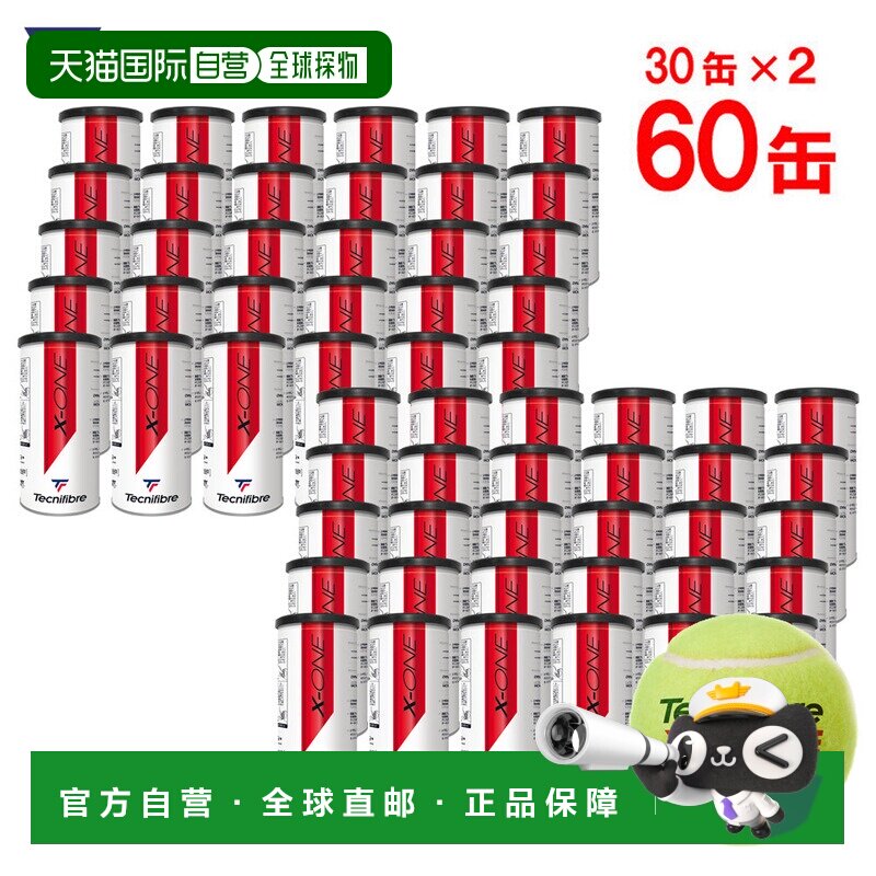 日本直邮Tecnifibre X-ONE 网球每包 2 个球1 盒（60 罐/120 个球