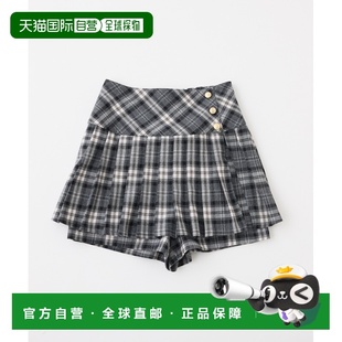 1h可退 日本直邮NICE CLAUP 女装 金扣褶皱半身裙 弹力修身迷你裙