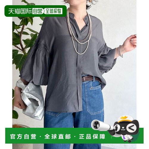 日本直邮un dix cors 女装 透感光泽泡泡袖衬衫 UOZ1062104A0002