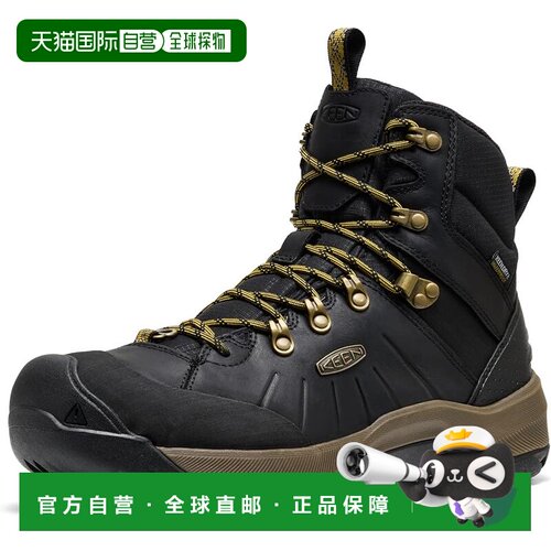 【日本直邮】KEEN 男款 REVEL IV MID 靴子 黑色/柠檬咖喱色户外