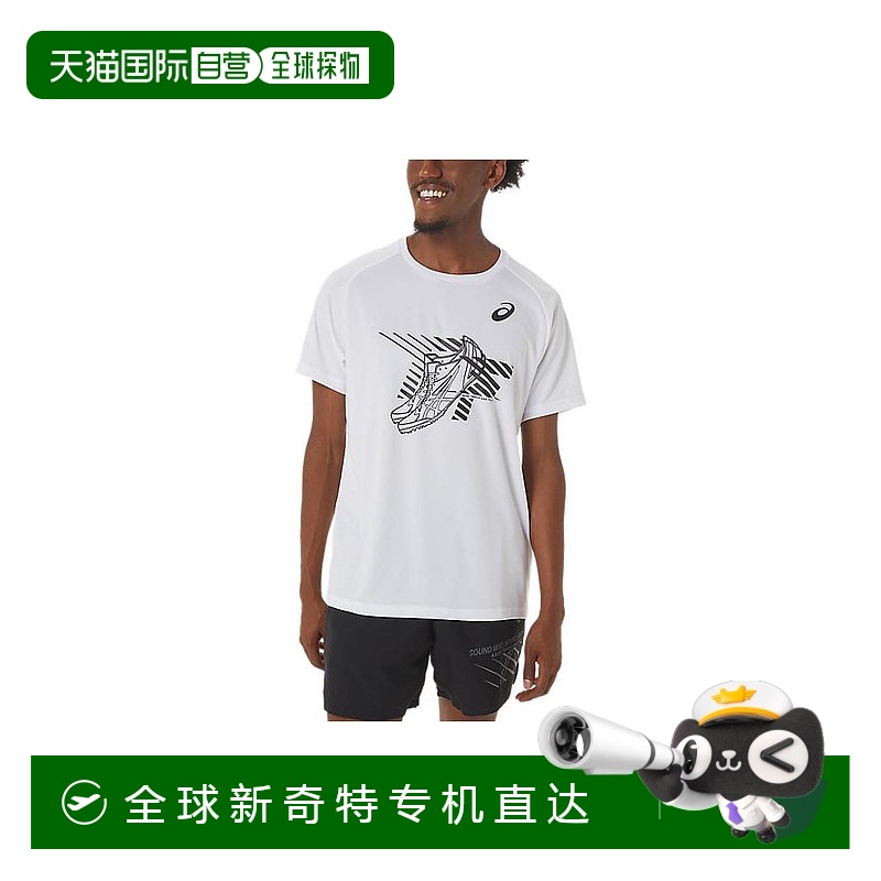 日本直邮Asics 鞋子印花休闲套头短袖T恤 男款 白色亚瑟士
