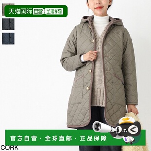 日本直邮LAVENHAM BRUNDON 女士绗缝长外套 20 软木色 SLJ9106 C6