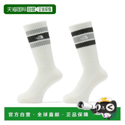 日本直邮北面THE NORTH FACE 罗纹徽标针织中筒袜 男女同款 2双装