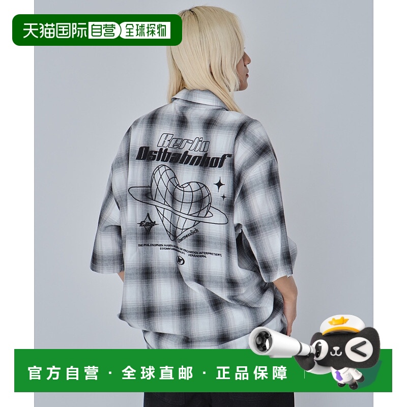 1h可退 日本直邮WEGO 男女同款刺绣格子短袖衬衫 SK25SM04M0001