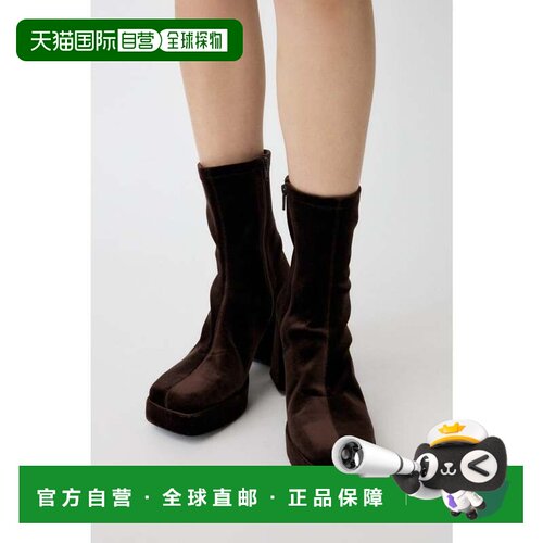 日本直邮STRETCH BLOCK HEEL 布洛克跟靴 棕色