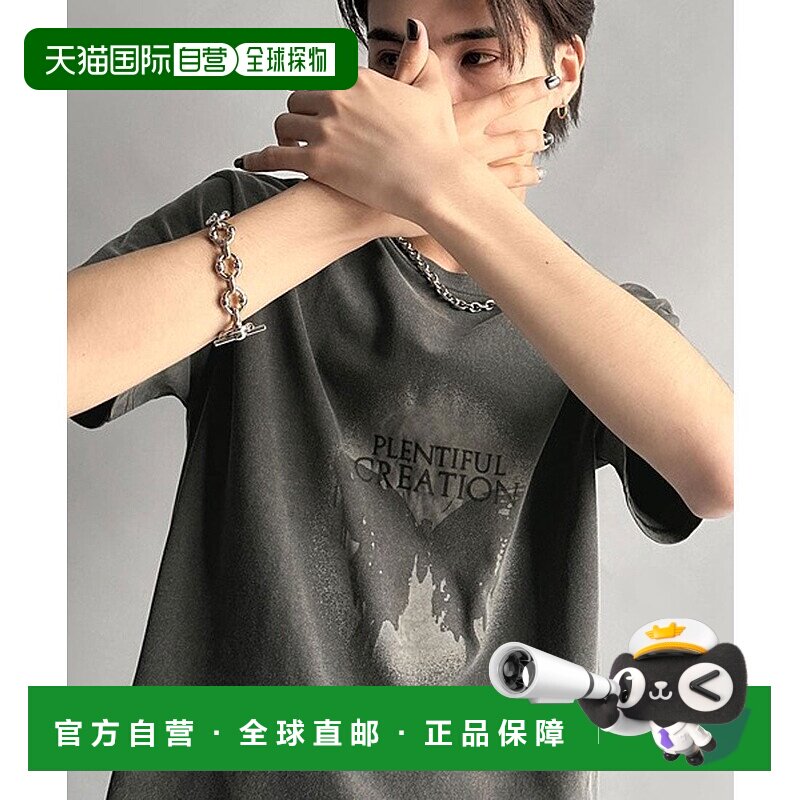 日本直邮Classical Elf 短款A字版型紧身高色素印T恤 C04519EM013