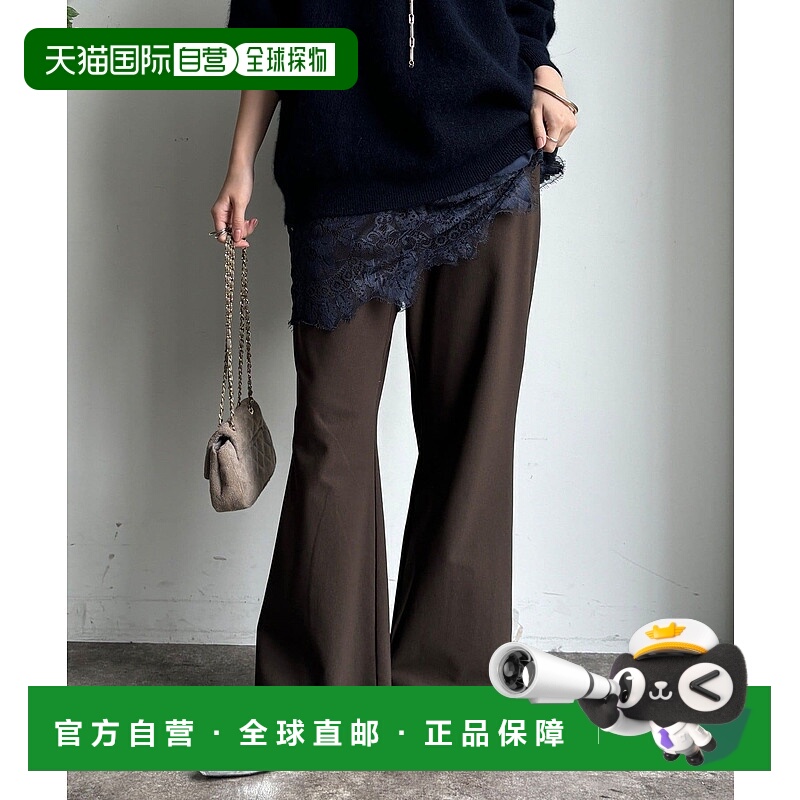 1h可退 日本直邮DouDou 女装 裏起毛 半A字休闲裤 宽松显腿长 弹