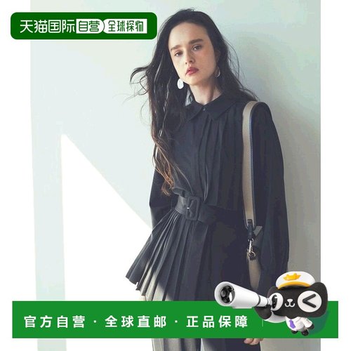 【日本直邮】RUIRUE BOUTIQUE 褶皱长衬衫和裤子套装（黑色 x 黑