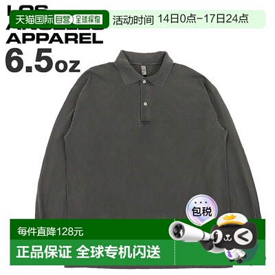 日本直邮Los Angeles Apparel 男士纯色长袖 Polo 衫6.5 盎司成衣