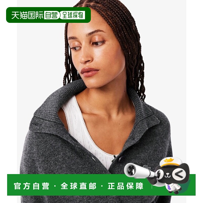 日潮跑腿LACOSTE法国鳄鱼 女式 3D 针织半扣高领羊毛毛衣Polo衫 A