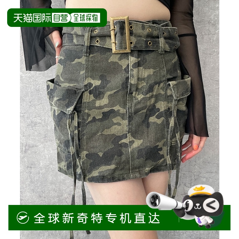 日本直邮WEGO 女士带腰带迷彩口袋迷你裤裙 DI24SM05L0030
