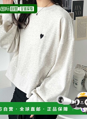 1h可退 日本直邮GeeRA 女士心形与蝴蝶结刺绣短款蓬袖卫衣 208690