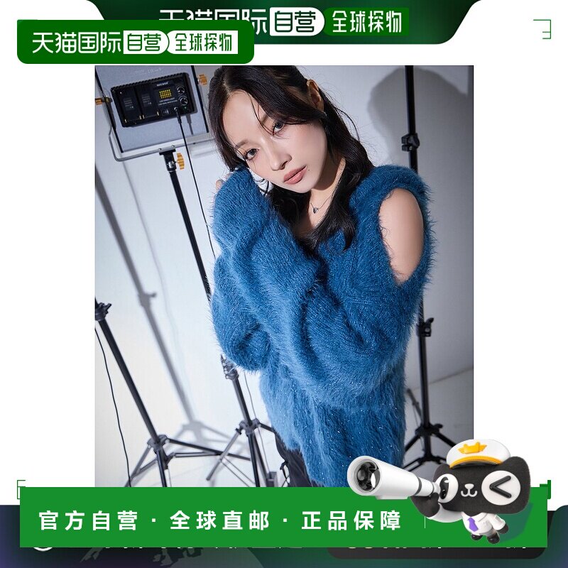 日本直邮ANDGEEBEE 女士露肩带帽毛茸针织衫 AG243KT0904毛衣