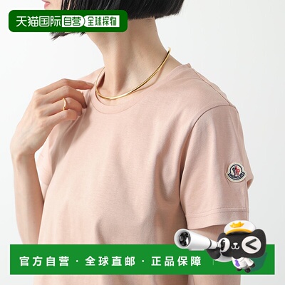 日本直邮MONCLER 女士短袖 T恤 8C73200 V8058 棉质圆领修身款徽