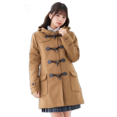 日本直邮女童校服轻质粗呢大衣学生驼制服粗呢大衣长 KHS110