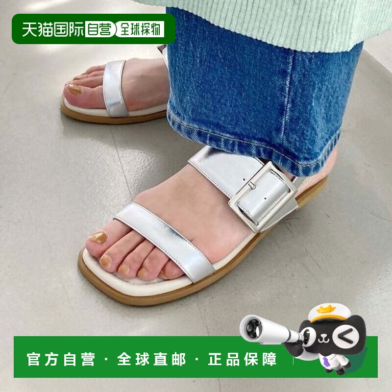 日本直邮银色平底凉鞋带扣 52217