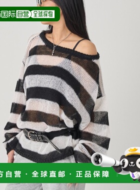 1h可退 日本直邮WHO'S WHO gallery 女装 宽条纹网眼针织 上宽下
