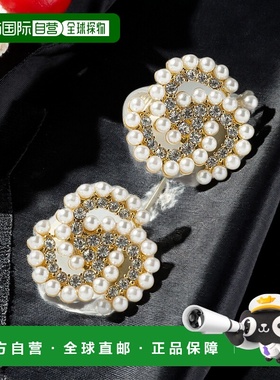 1h可退 日本直邮23区 女士 珍珠水钻 半镶耳环 全手工镶嵌 AS3DLS