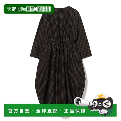 1h可退 日本直邮HAVERSACK 女装 宽松剪裁 格纹连衣裙 腰部抽绳设