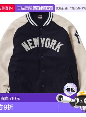 日本直邮MLB 标准 logo PU 麦尔登夹克 [ML2325FW0002-NVY] 男士