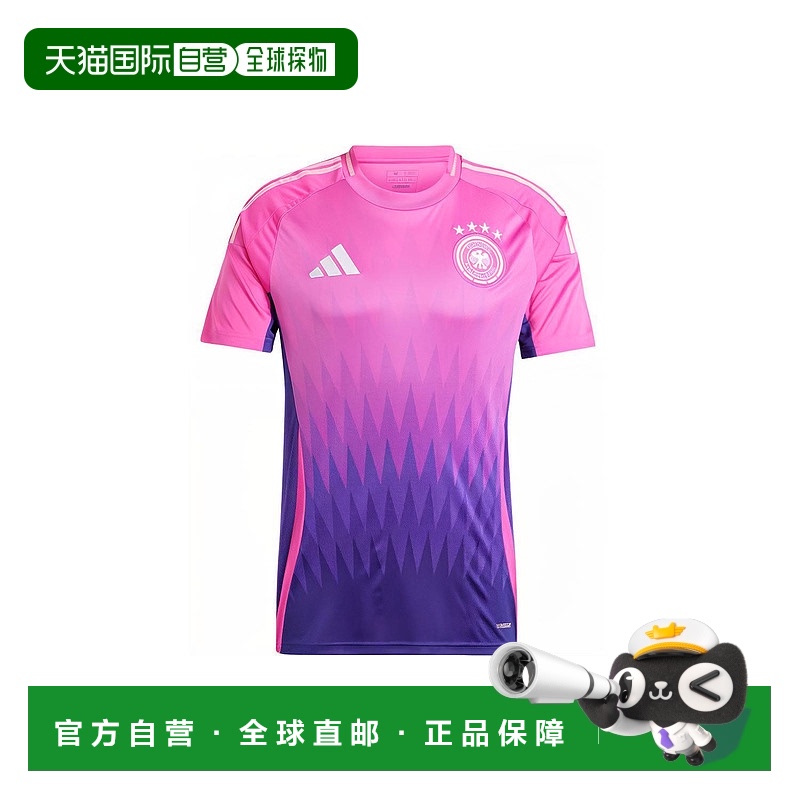 日本直邮adidas Germany 24 Away Jersey 条纹印花拼色圆领短袖足