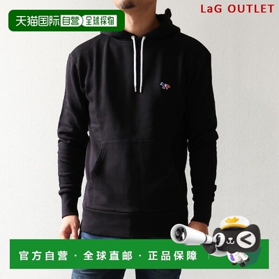 日本直邮Maison Kitsune 三色狐狸贴片连帽套头衫长袖上衣男女通