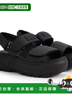 日本直邮Hunter 城市级别皮革带跟带扣凉鞋 UFD3110LEA-BLK 黑色