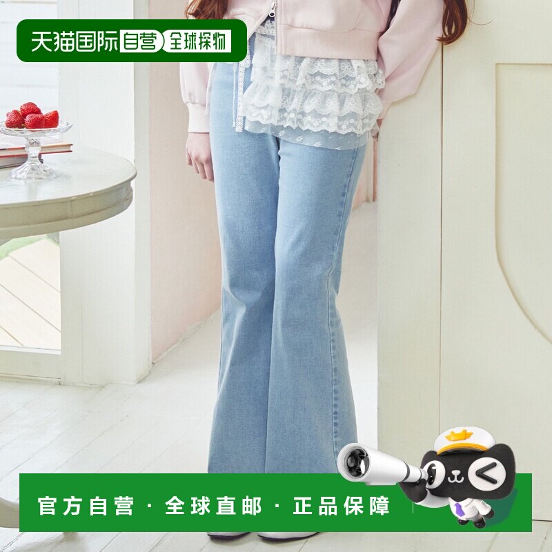 日本直邮Mezzo Piano Junior牛仔裤Lace Peplum Flared Denim
