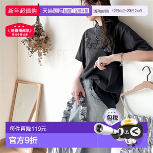 日本直邮Classical Elf 纯棉logo×花卉刺绣半袖大T恤 [C04519EW0