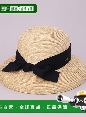 1h可退 日本直邮CA4LA 女士细麦编织草帽 带蝴蝶结装饰 SHK01216