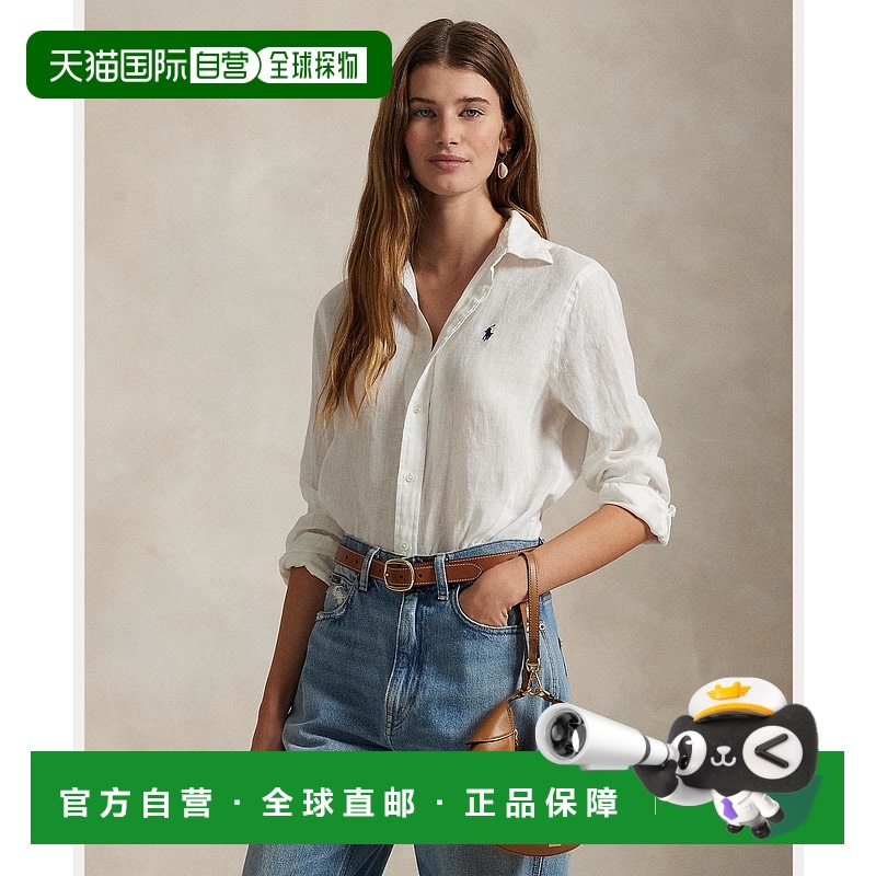 1h可退 日本直邮Polo Ralph Lauren 女士经典款麻料长袖衬衫 WMPO