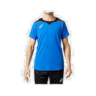 【日本直邮】ASICS男士排球服 比赛短袖衬衫 蓝色 S 2051A113