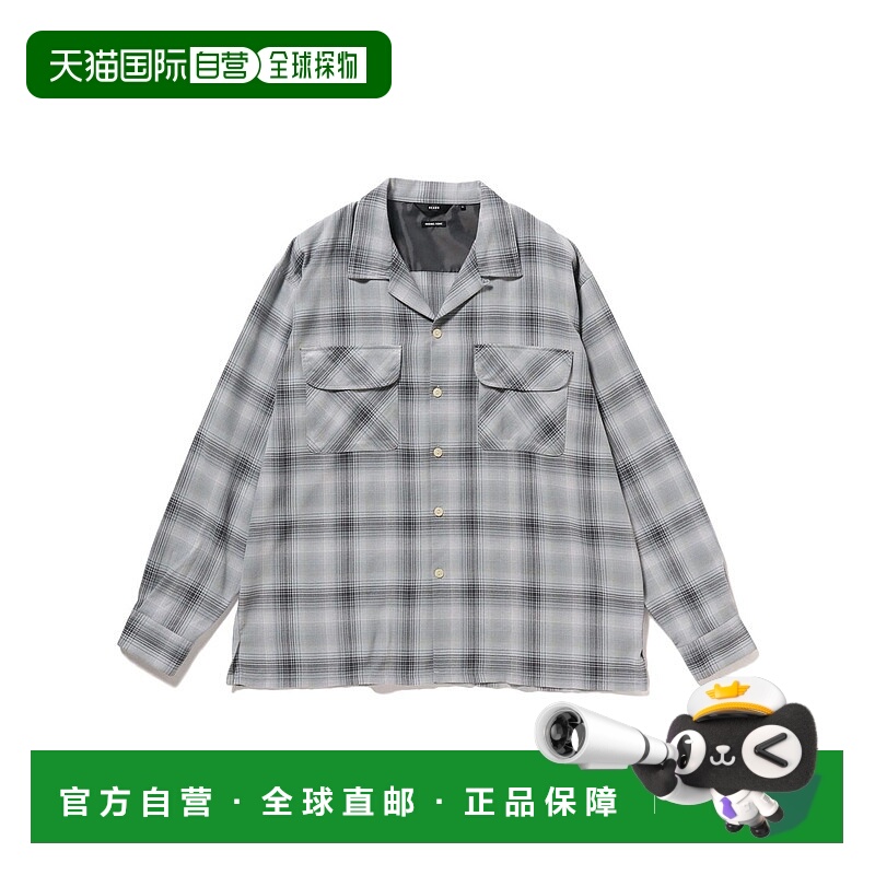 1h可退 日本直邮BEAMS男士宽松版型复古格纹开放领衬衫 111112438