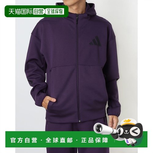 日本直邮阿迪达斯男士 ZNE 全拉链连帽运动外套 (KB7124)极光紫红