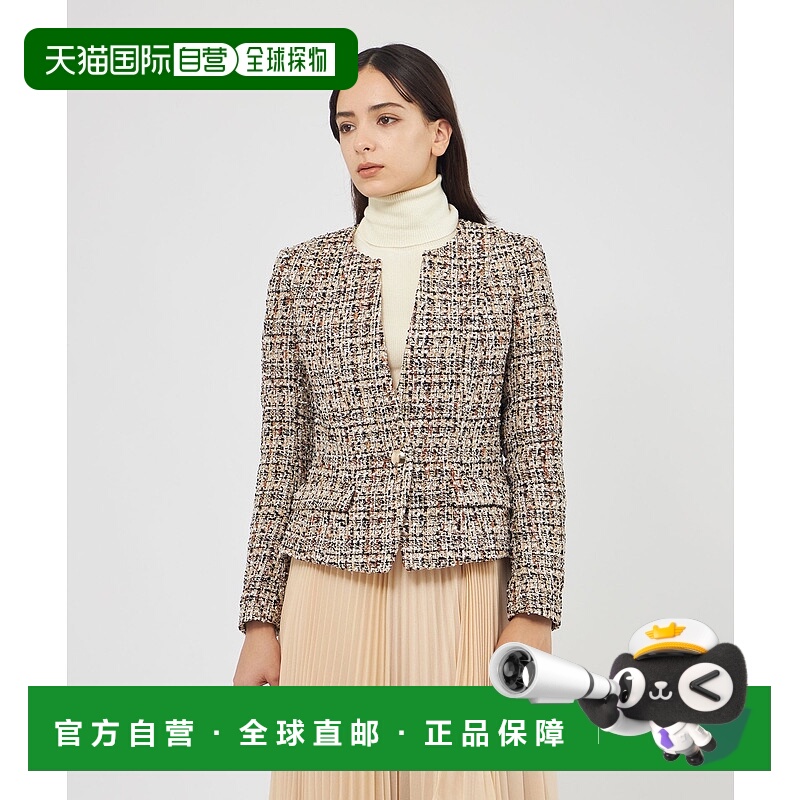 1h可退 日本直邮EPOCA 女装 原创花呢 无领夹克 立体剪裁设计 M5E