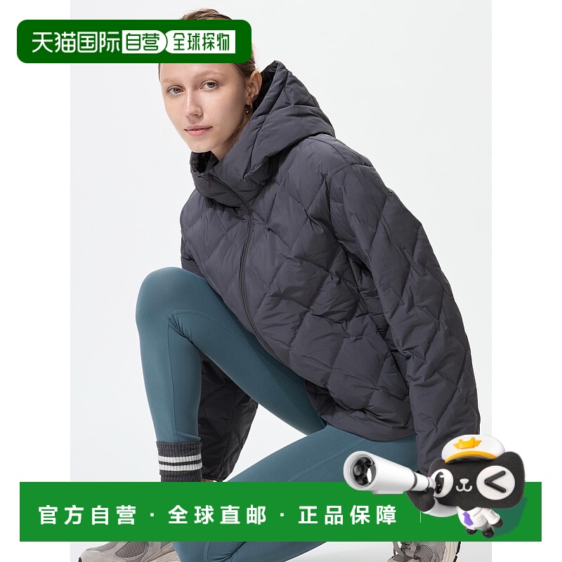 日本直邮UNIQLO优衣库 纯色连帽简约空气棉服 女款 深灰色